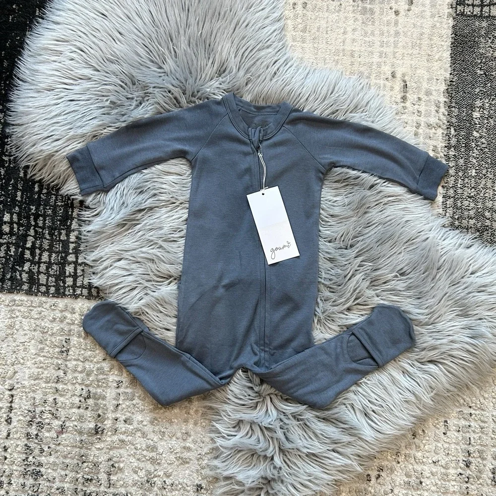Goumi Kids Grow With You Loose Fit Zippy In Midnight Bamboo Jumpsuit Size 12-18m